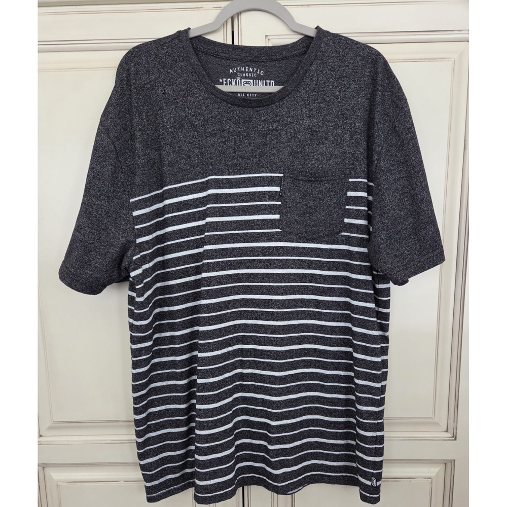 Men's Vtg Ecko Unltd Pocket T Shirt‎ Sz 2xl Gray Striped Speckled